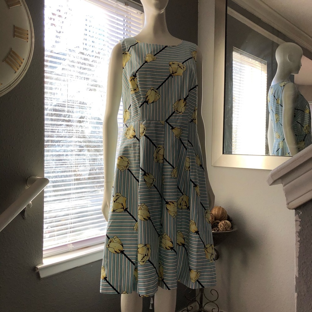 Talbots - A lined Floral Stripped dress